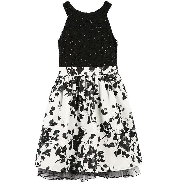Girls 7-16 Speechless Sequin Lace Floral Print Fit & Flare Dress, Girl's, Size: 14, White Oth