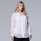 Plus Size Simply Vera Vera Wang Embroidered Chiffon Top, Women's, Size: 2xl, White