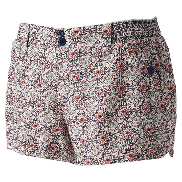 Juniors' Rewind Smocked Linen Shortie Shorts, Girl's, Size: Small, Blue Other