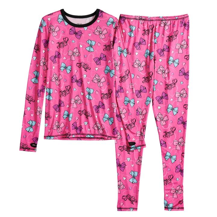Girls 4-12 Jojo Siwa Bow Top & Bottoms Set By Cuddl Duds, Size: Medium, Light Pink