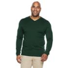 Big & Tall Apt. 9&reg; Modern-fit Wool-blend Merino V-neck Sweater, Men's, Size: Xl Tall, Dark Green