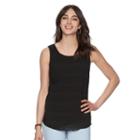 Women's Elle&trade; Crinkle Mixed-media Tank, Size: Large, Black