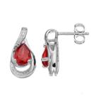 Sterling Silver Garnet Teardrop Earrings, Women's, Red