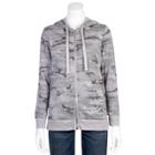Juniors' Grayson Threads Burnout Zip-up Hoodie, Teens, Size: Medium, Gray Camo