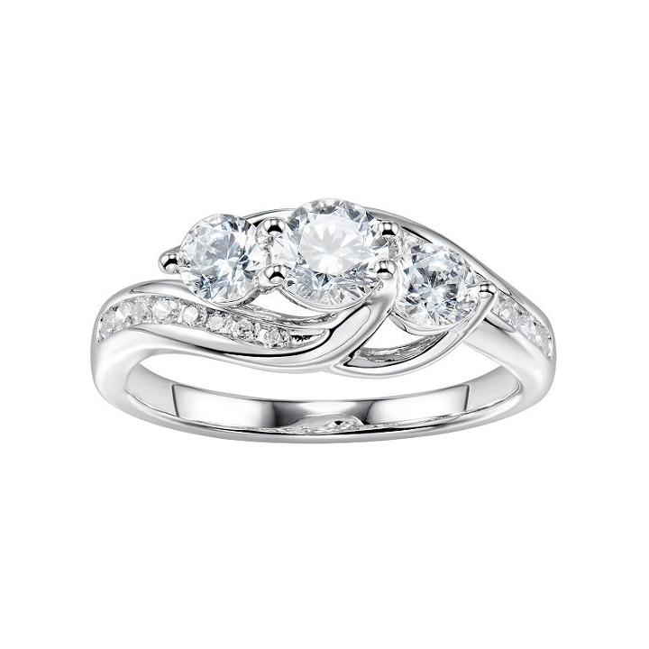 Diamonluxe 2 Carat T.w. Simulated Diamond 3-stone Ring, Women's, Size: 6, White