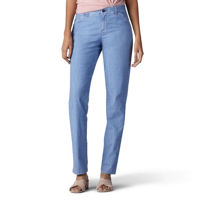 Women's Lee Straight-leg Tailored Chino Pants, Size: 18 Short, Light Blue