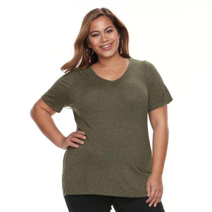 Plus Size Apt. 9&reg; Essential V-neck Tee, Women's, Size: 1xl, Med Green