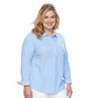 Plus Size Croft & Barrow&reg; Solid Button-down Shirt, Women's, Size: 1xl, Light Blue