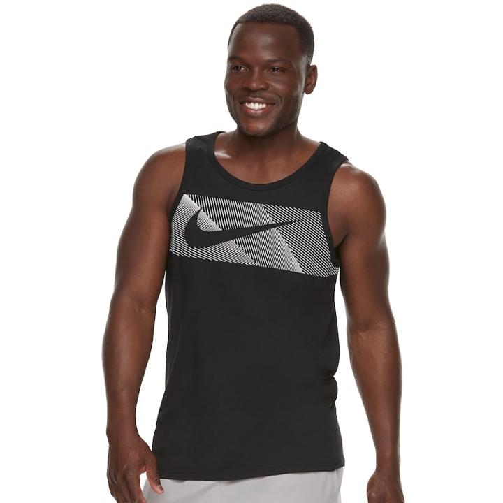Men's Nike Drifit Swoosh Tank, Size: Medium, Grey (charcoal)