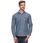 Men's Apt. 9&reg; Brushed Nep 2-pocket Woven Button-down Shirt, Size: Xxl, Blue