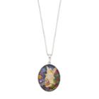 Sterling Silver Pressed Flower Guardian Angel Pendant Necklace, Women's, Size: 18, Multicolor