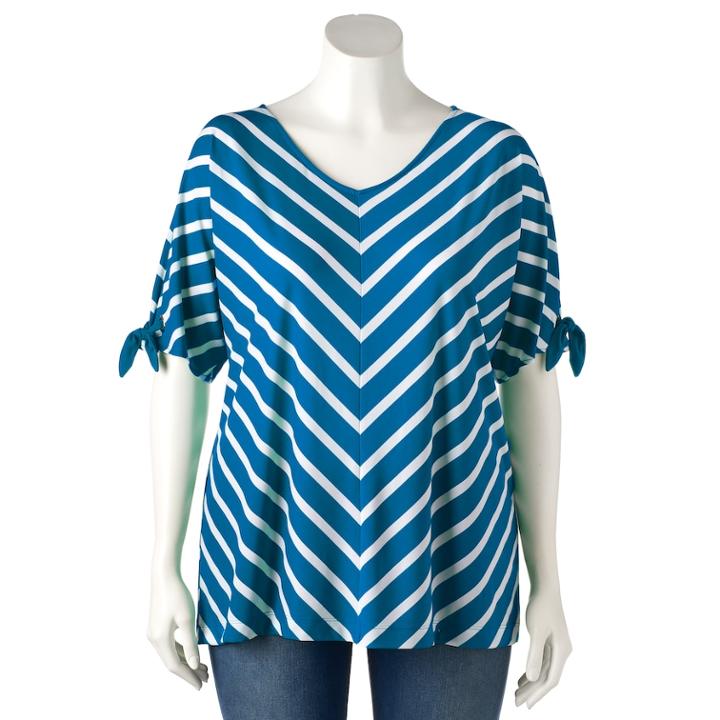 Plus Size Croft & Barrow&reg; Striped Dolman Tee, Women's, Size: 1xl, Dark Blue