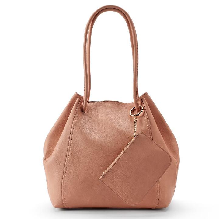 Lc Lauren Conrad Unlined Drawstring Tote With Pouch, Women's, Light Pink