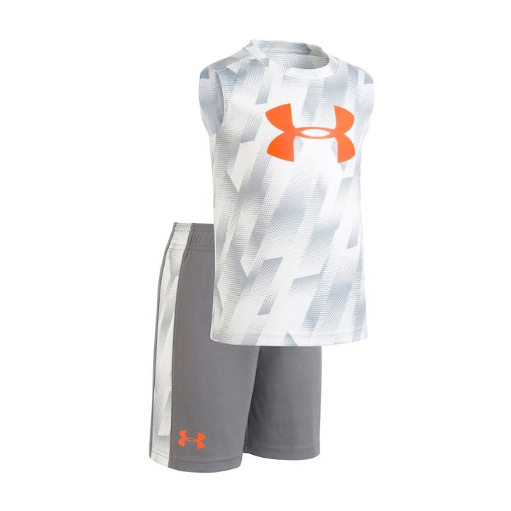 Boys 4-7 Under Armour Sandstorm Muscle Tee & Shorts Set, Size: 6, White