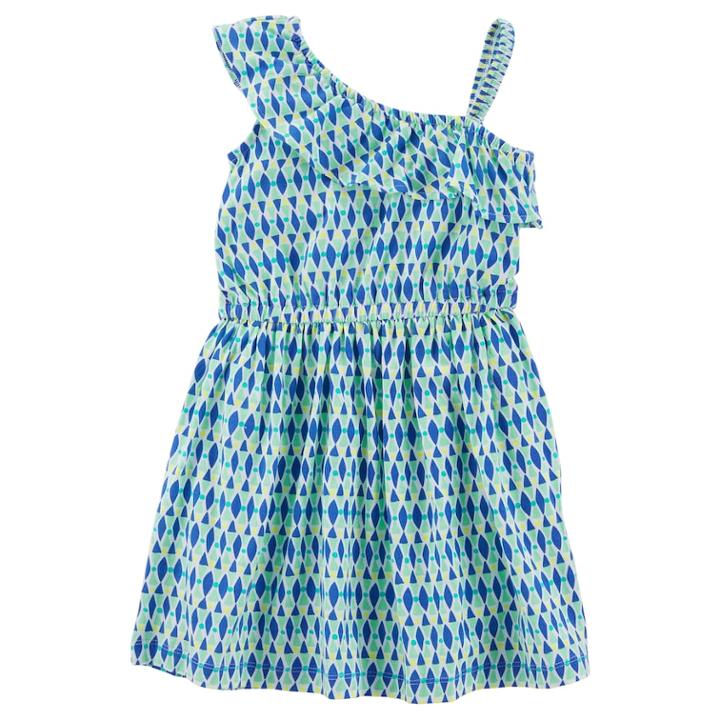 Toddler Girl Carter's Patterned Asymmetrical Dress, Size: 3t, Geometric Blue