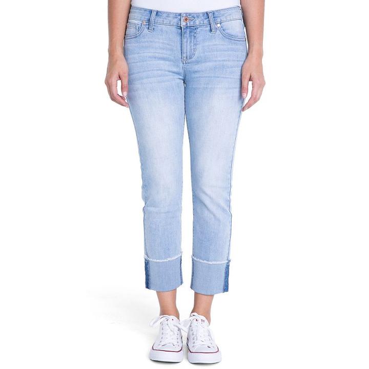 Juniors' Crave Ripped Cuff Ankle Skinny Jeans, Teens, Size: 11, Blue Other