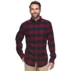 Big & Tall Croft & Barrow&reg; True Comfort Plaid Classic-fit Flannel Button-down Shirt, Men's, Size: Small, Dark Red