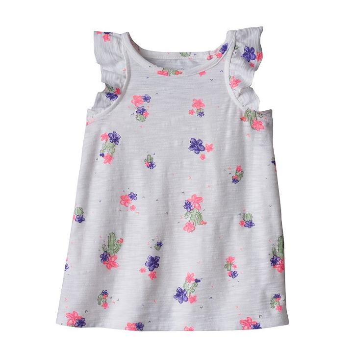 Girls 4-10 Jumping Beans&reg; Print Flutter-sleeve Tank, Girl's, Size: 8, White