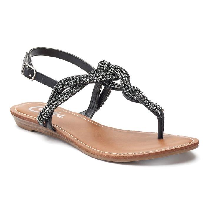 Candie's&reg; Women's Embellished Slingback Sandals, Girl's, Size: 9.5, Black