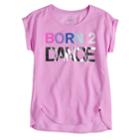 Girls 7-16 So&reg; Easy Roll Cuff Foil Graphic Tee, Size: 16, Lt Purple