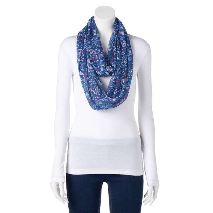Women's Lc Lauren Conrad Woodland Bunnies Infinity Scarf, Blue (navy)