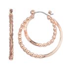 Beaded Nickel Free Concentric Hoop Earrings, Women's, Pink