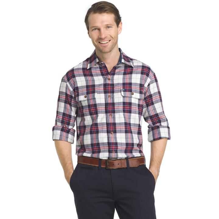 Men's Izod Saltwater Regular-fit Plaid Performance Button-down Shirt, Size: Small, White Oth