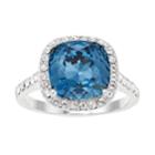 Brilliance Silver Tone Swarovski Crystal Blue Ring, Women's, Size: 9