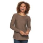 Petite Croft & Barrow&reg; Curved Hem Sweater, Women's, Size: L Petite, Brt Orange