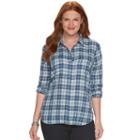 Plus Size Chaps Plaid Twill Button-down Shirt, Women's, Size: 3xl, Blue