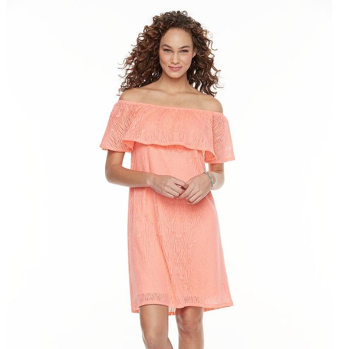 Women's Apt. 9&reg; Off-the-shoulder Burnout Shift Dress, Size: Xs, Brt Pink