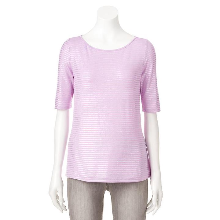 Women's Apt. 9® Essential Striped Boatneck Tee, Size: Medium, Med Purple