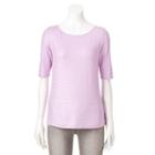 Women's Apt. 9&reg; Essential Striped Boatneck Tee, Size: Medium, Med Purple
