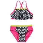 Girls 4-6x Pink Platinum Triangle Print Tankini & Scoop Bottoms Swimsuit Set, Girl's, Size: 5-6, Black