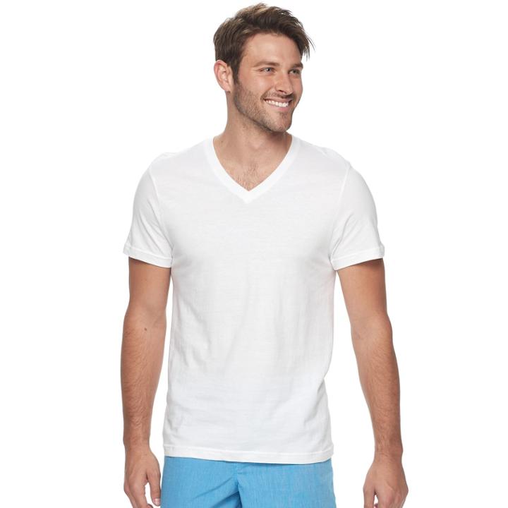 Men's Izod 3-pack V-neck Tees, Size: Medium, White