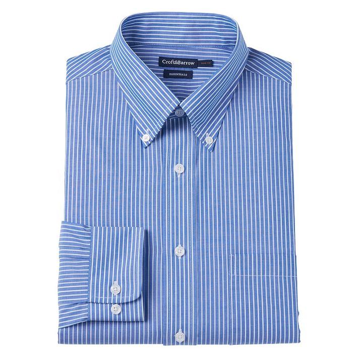 Men's Croft & Barrow&reg; Slim-fit Button-down Collar Dress Shirt - Men, Size: 17-32/33, Blue