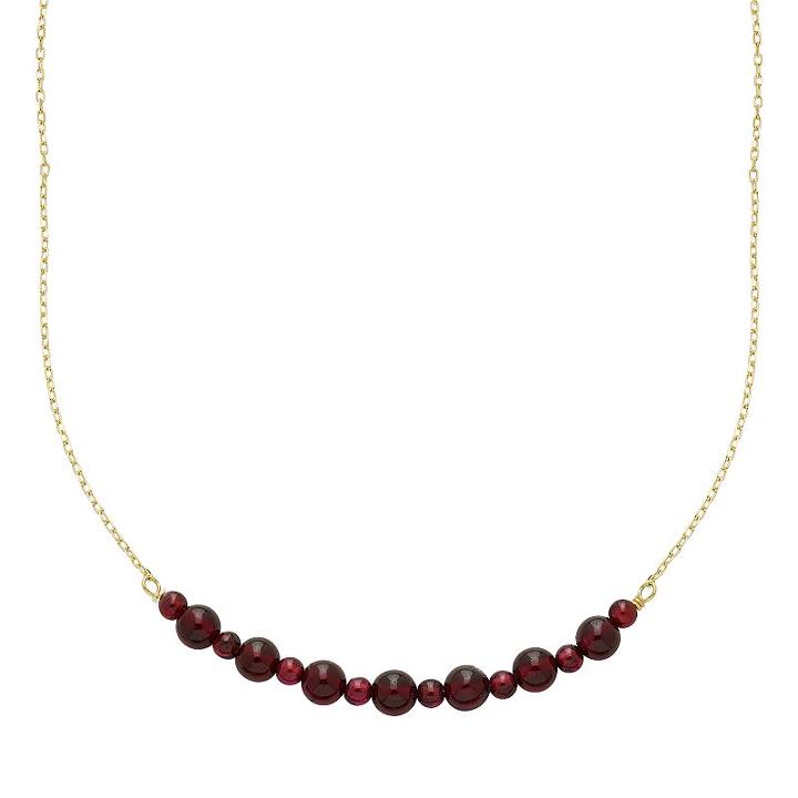 14k Gold Garnet Beaded Necklace, Women's, Size: 17, Red