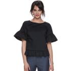 Women's Elle&trade; Ruffle Top, Size: Small, Black