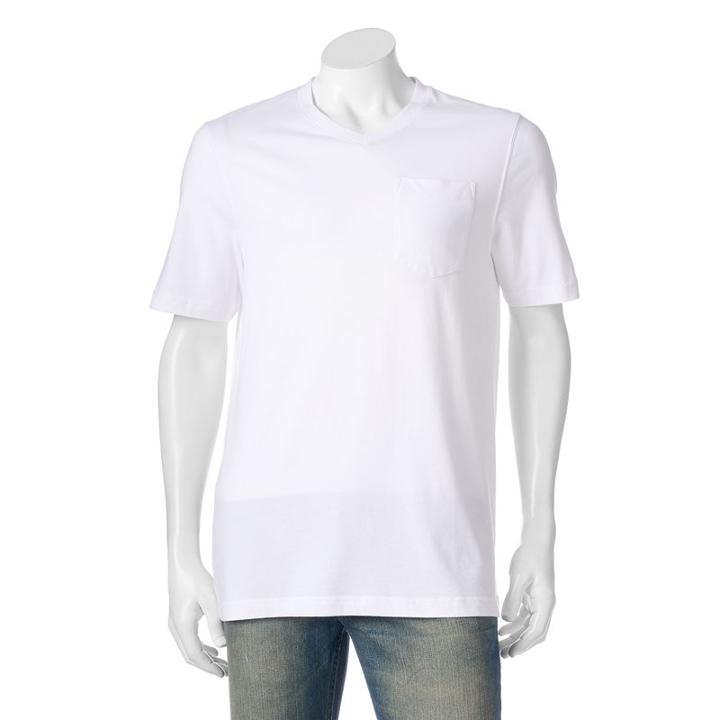 Men's Croft & Barrow&reg; Signature Pocket V-neck Tee, Size: Small, White