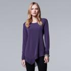 Women's Simply Vera Vera Wang Mixed-media Asymmetrical Top, Size: Medium, Purple