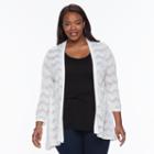 Plus Size Croft & Barrow&reg; Chevron Open-front Cardigan, Women's, Size: 3xl, White