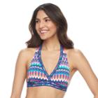 Women's Apt. 9&reg; Printed Triangle Halter Bikini Top, Size: Large, Dark Blue