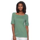 Women's Croft & Barrow&reg; Rolled Button-tab Top, Size: Xxl, Green