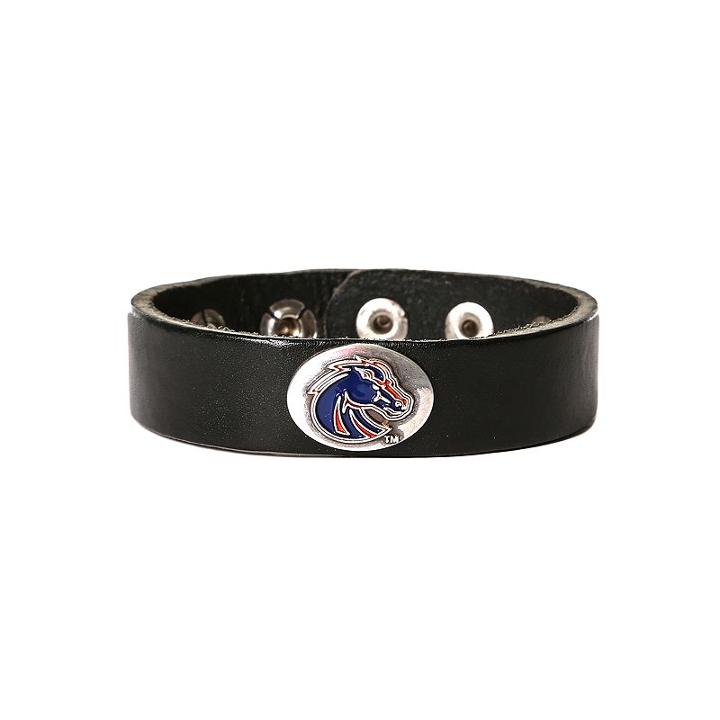 Women's Boise State Broncos Leather Concho Bracelet, Black