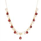 14k Gold Garnet, Citrine & Freshwater Cultured Pearl Necklace, Women's, Size: 17, Multicolor