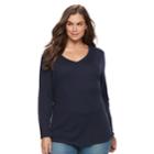 Plus Size Sonoma Goods For Life&trade; Essential V-neck Tee, Women's, Size: 3xl, Blue (navy)