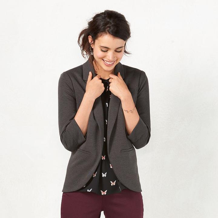 Women's Lc Lauren Conrad Ponte Blazer, Size: 0, Med Grey