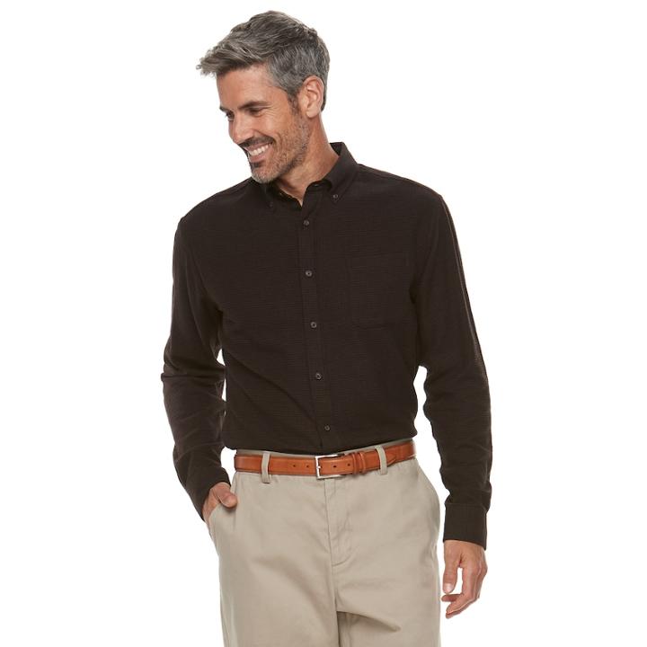 Men's Croft & Barrow&reg; Classic-fit Patterned Flannel Button-down Shirt, Size: Large, Dark Brown