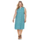 Plus Size Croft & Barrow&reg; Print Shirt Dress, Women's, Size: 2xl, Med Blue