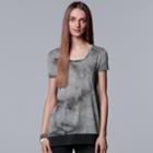 Women's Simply Vera Vera Wang Crinkle Tie-dye Hankerchief Tee, Size: Large, Grey